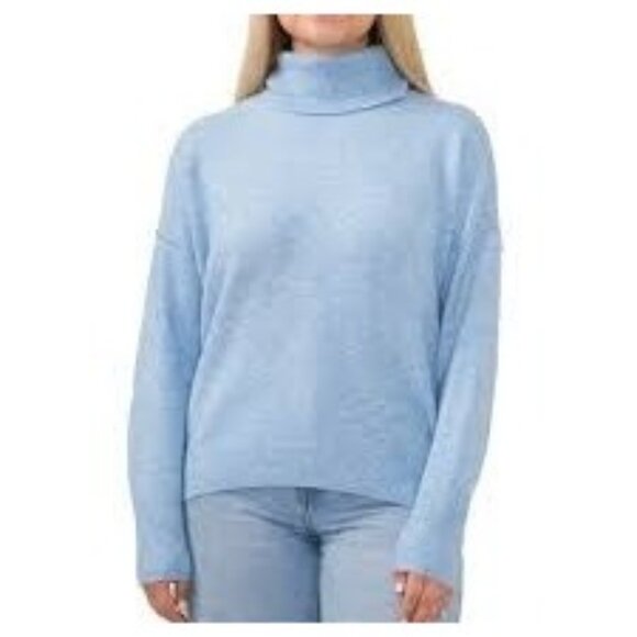 Vince Camuto Womens Light Blue Oversized Cozy Turtleneck Sweater Sz XS - Picture 1 of 10